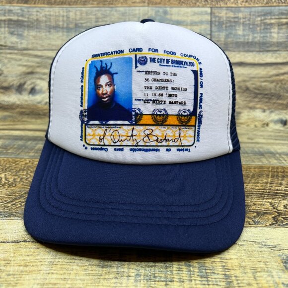 Ol' Dirty Bastard Mens Trucker Hat Navy Snapback 90s Hip Hop Rap Baseball Cap - Picture 2 of 8